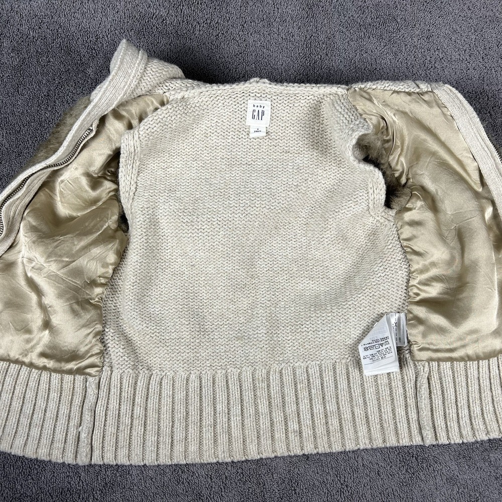 BABY GAP Faux Fur Sweater Vest Coat‎ Hooded Size 3T Tan and Brown Zipper Closure - Picture 3 of 6